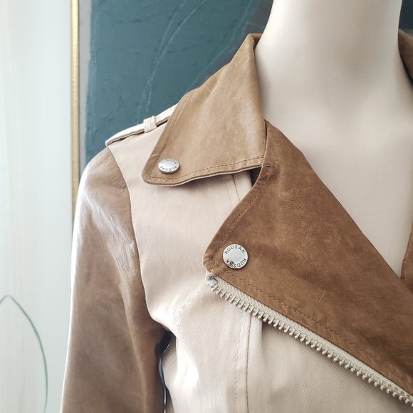 Rudsak | Waxed Cotton and Leather Asymmetrical Trench Coat - Picture 4 of 16